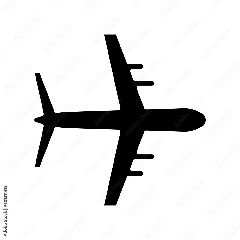 Obraz premium airplane flying silhouette style icon