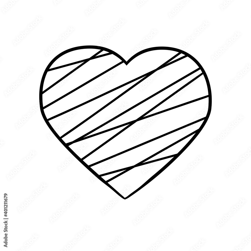 Cute hand drawn heart. Romantic symbol of love and happiness. Vector illustration in doodle style isolated on a white background. For wedding design, Valentine's day, children's coloring books. Cute hand drawn heart. Romantic symbol of love and happiness. Vector illustration in doodle style isolated on a white background. For wedding design, Valentine's day, children's coloring books.