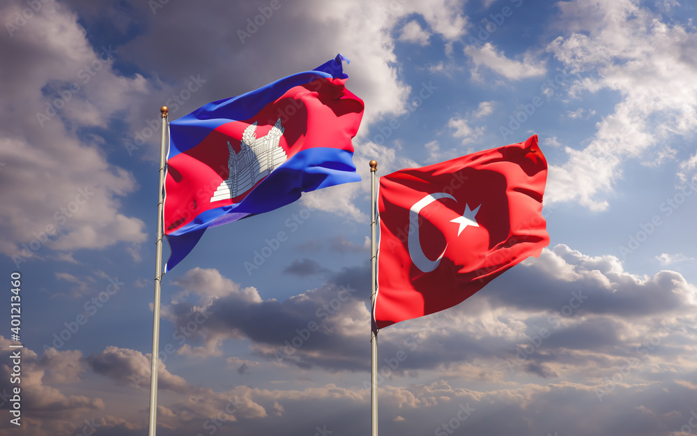 Flags of Turkey and Cambodia. Flags of Turkey and Cambodia.