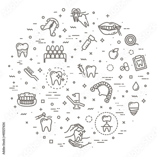 Vector outline illustration Medicine. Health and Medicine