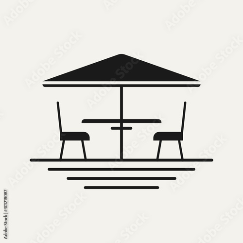terrace cafe simple line art logo icon template vector illustration design. modern minimalist restaurant logo concept