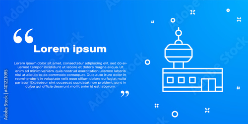 White line Airport control tower icon isolated on blue background. Vector.
