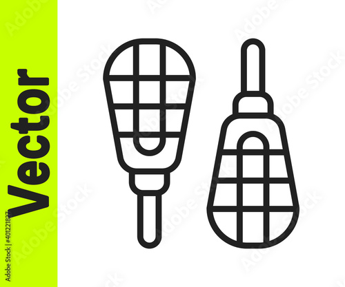 Black line Snowshoes icon isolated on white background. Winter sports and outdoor activities equipment. Vector.