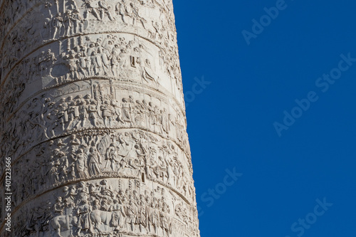 Slika na platnu Details on the Roman triumphal column that commemorates Roman emperor Trajan vic
