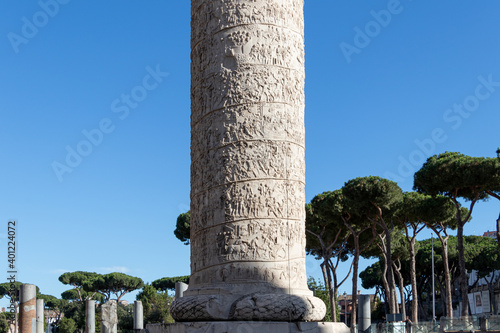 Canvas Print The Column of Trajan is a commemorative monument erected in Rome by order of the Emperor Trajan
