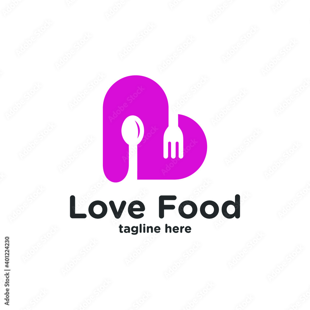 Vector logo of a heart with a combination of spoon and fork. Vector logo of a heart with a combination of spoon and fork.