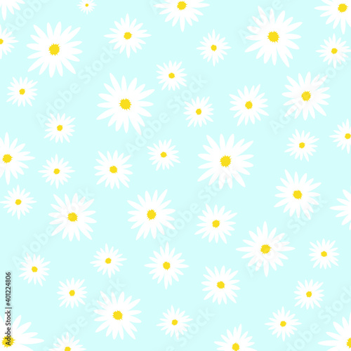 Daisy flower vector pattern illusration floral background. Pretty floral pattern for print. Flat design vector.