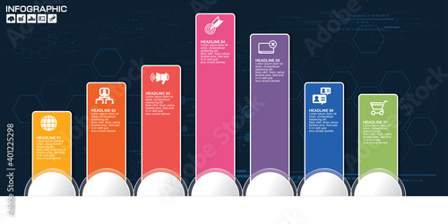 Business Infographic Template. Data Visualization. Can be used for workflow layout, number of options, steps, diagram, graph, presentation, chart and web design. Vector illustration.