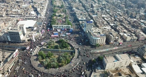 Mass demonstrations in Iraq, Baghdad, filmed by a drone photo