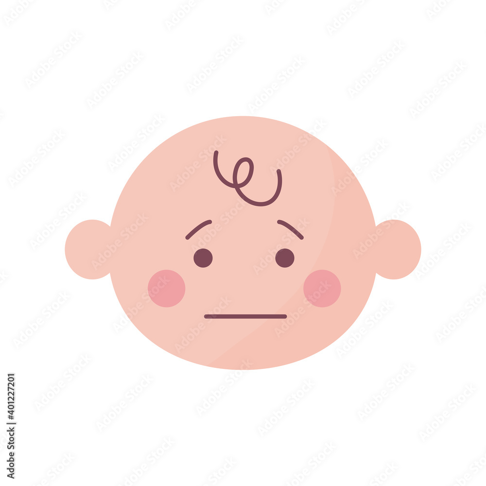 cute baby head sad flat style icon cute baby head sad flat style icon