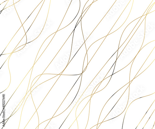 Gold luxurious line pattern with hand drawn lines. Golden wavy striped  Abstract background  vector illustration