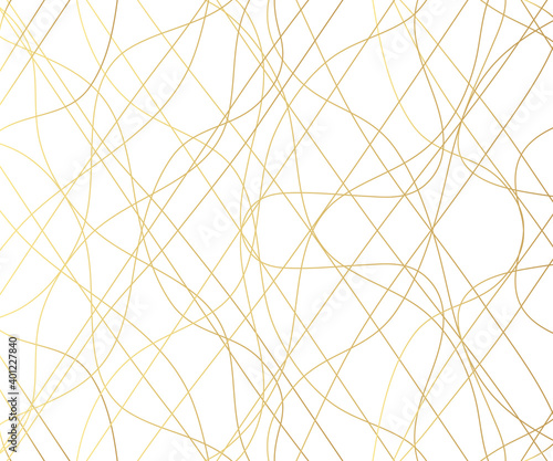 Gold luxurious line pattern with hand drawn lines. Golden wavy striped, Abstract background, vector illustration
