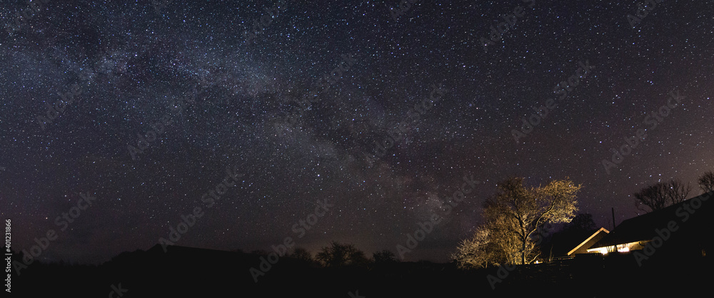 Fototapeta premium Starry night sky with Milky Way galaxy