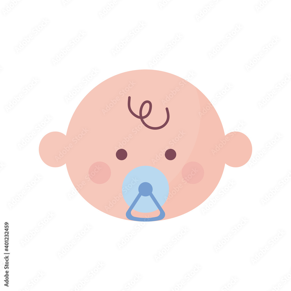 cute baby head with pacifier flat style icon cute baby head with pacifier flat style icon