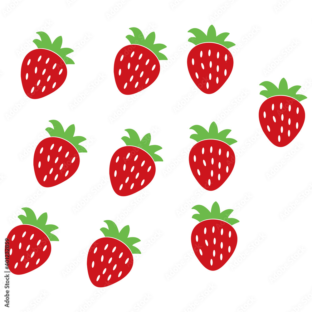 strawberry - fruit set, icon vector sign strawberry - fruit set, icon vector sign