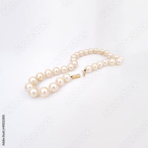 Pearl precious necklace isolated on white background