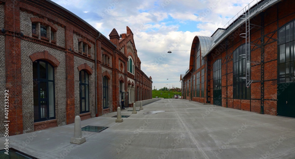 Panoramic view of the former factory hall. Trojhali, Ostrava, Czech Republic.