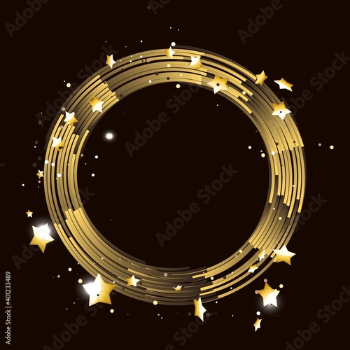 Round frame with golden stars. Logo.