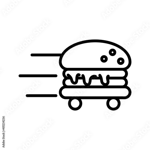 hamburger with wheels delivery food line style icon