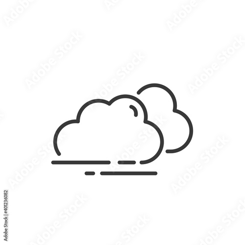 Overcast thin line icon. Clouds on the sky. Isolated weather vector illustration