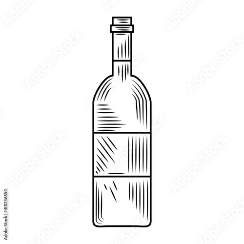 wine day, bottle liquor beverage icon hand drawn design