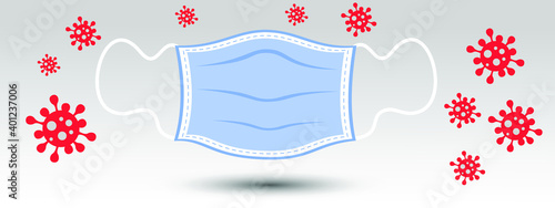 Medical protective mask against infection and air contaminated with the coronavirus, COVID-19, hospital or pollution, protect the face mask.