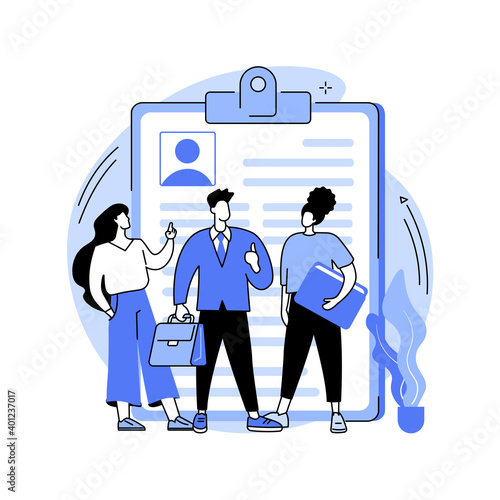 Candidates abstract concept vector illustration. Candidate list, talent acquisition, human resources, find employee, job applicant, user interface design, menu element, website abstract metaphor.