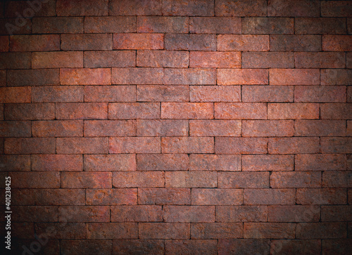 Brick wall with red brick and old grunge wall texture background of old vintage style.