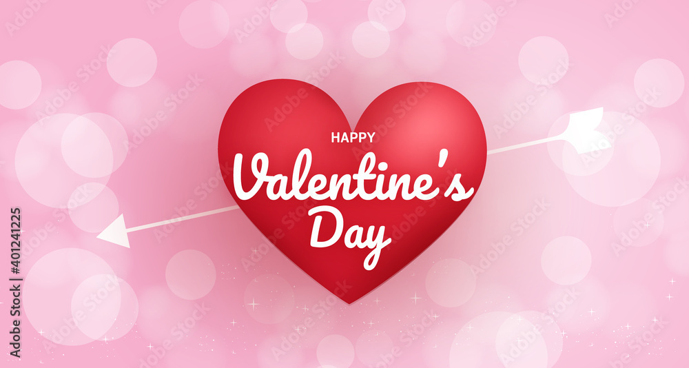 Valentine's day background with hearts on a pink background.
