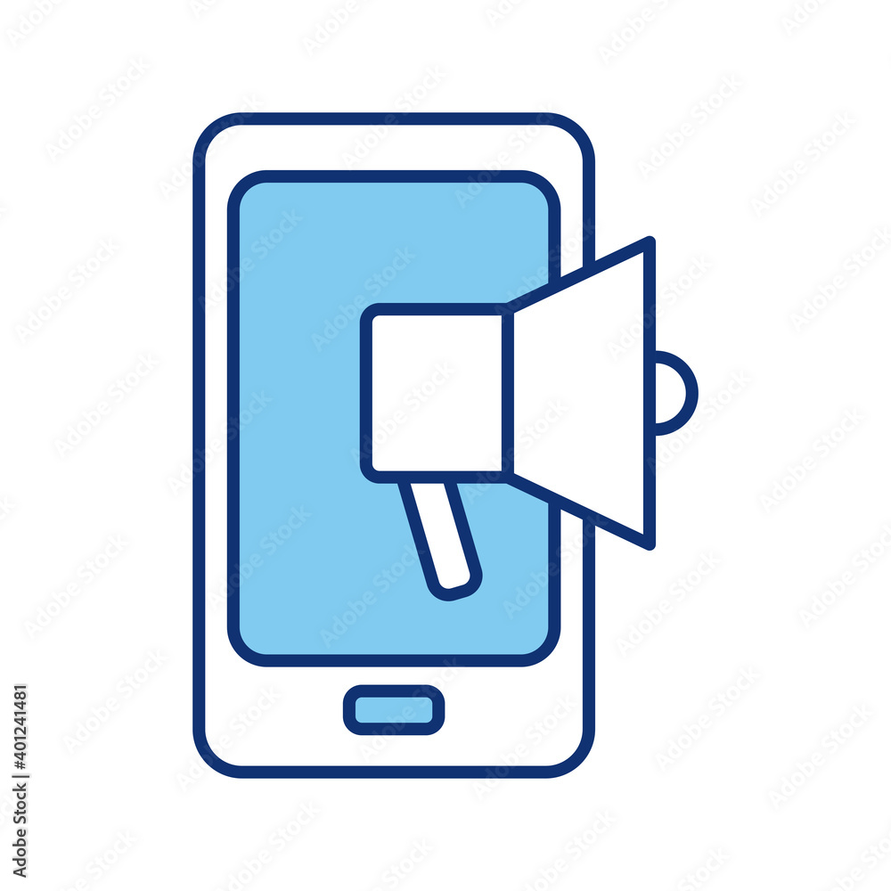 megaphone sound in smartphone line style icon megaphone sound in smartphone line style icon