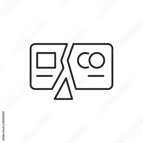 Broken bank card line color icon. Sign for web page, mobile app