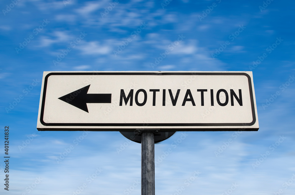 Motivation road sign, arrow on blue sky background. One way blank road sign with copy space. Arrow on a pole pointing in one direction. Motivation road sign, arrow on blue sky background. One way blank road sign with copy space. Arrow on a pole pointing in one direction.