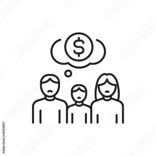 Needy family line color icon. Sign for web page, mobile app