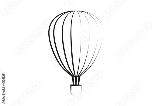 Globos aerostático de trazos negros en fondo blanco.