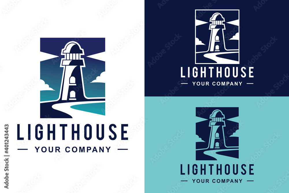 Fototapeta premium Night Lighthouse Logo Design
