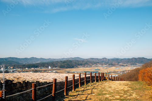 Panoramic view of Samnyeonsanseong Fortress in Boeun, Korea photo