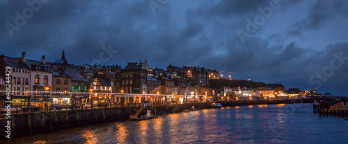 English town at night