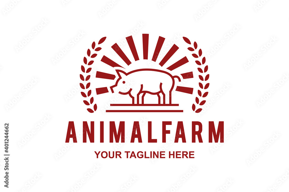 Pork Meat Butchery Farm Logo Design