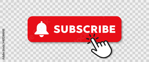 Red button subscribe of channel. Vector illustration photo