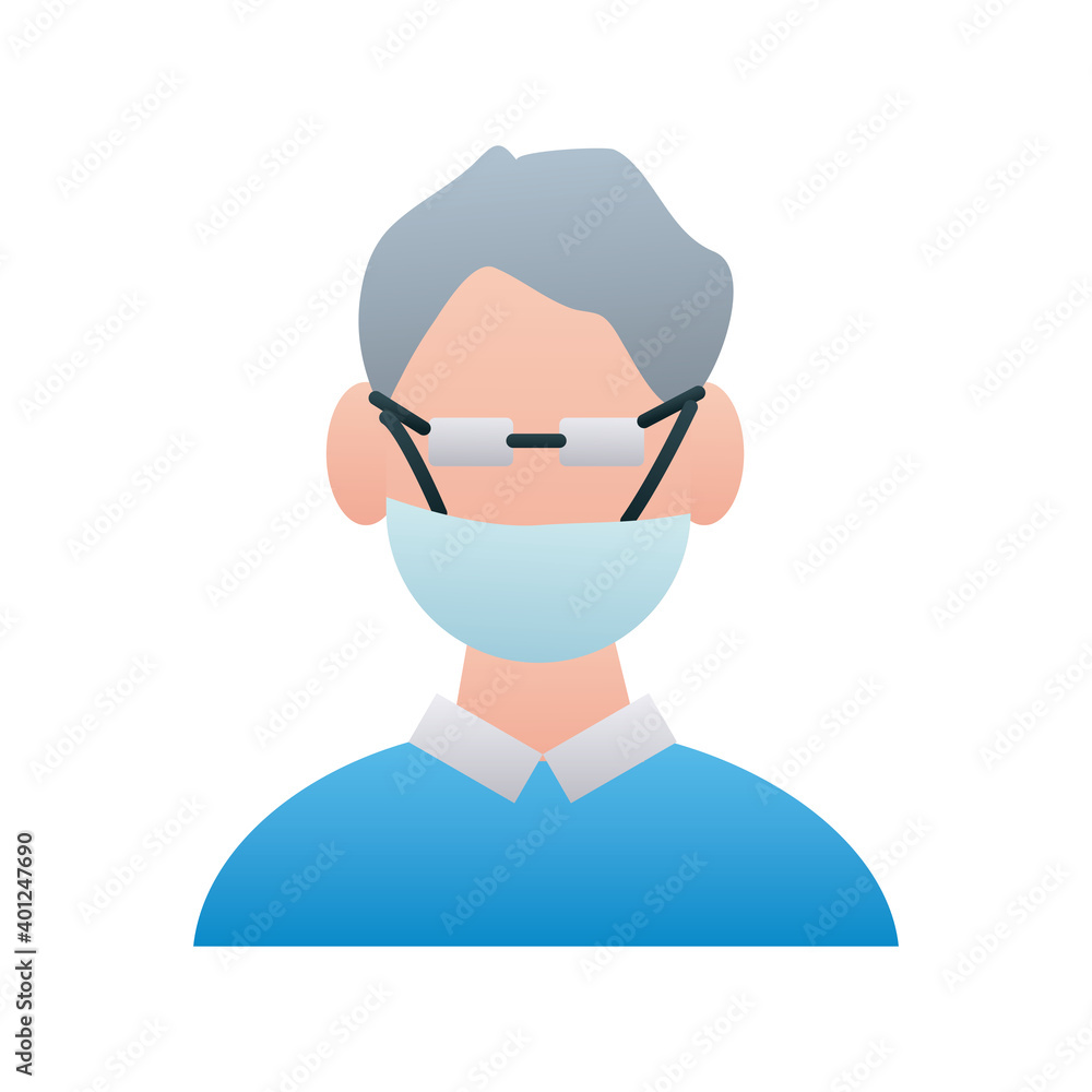 man wearing medical mask accessory line style icon man wearing medical mask accessory line style icon