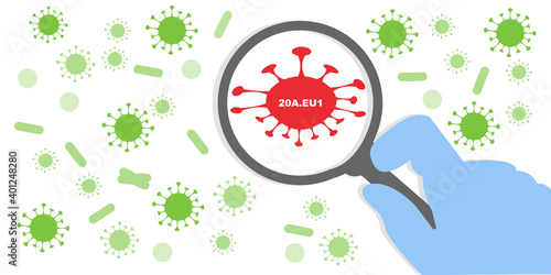 20A.EU1 mutation of COVID-19. Coronavirus novel mutation vector illustration. New virus mutation detected.