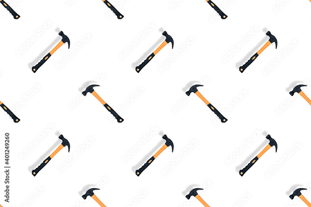 Hammer on a white background. Hammer seamless pattern. Hammer on a white background. Hammer seamless pattern.