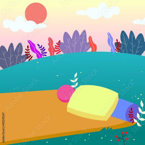 Lugar de descanso al aire libre. Espacio para pícnic. Concepto de relajación. 