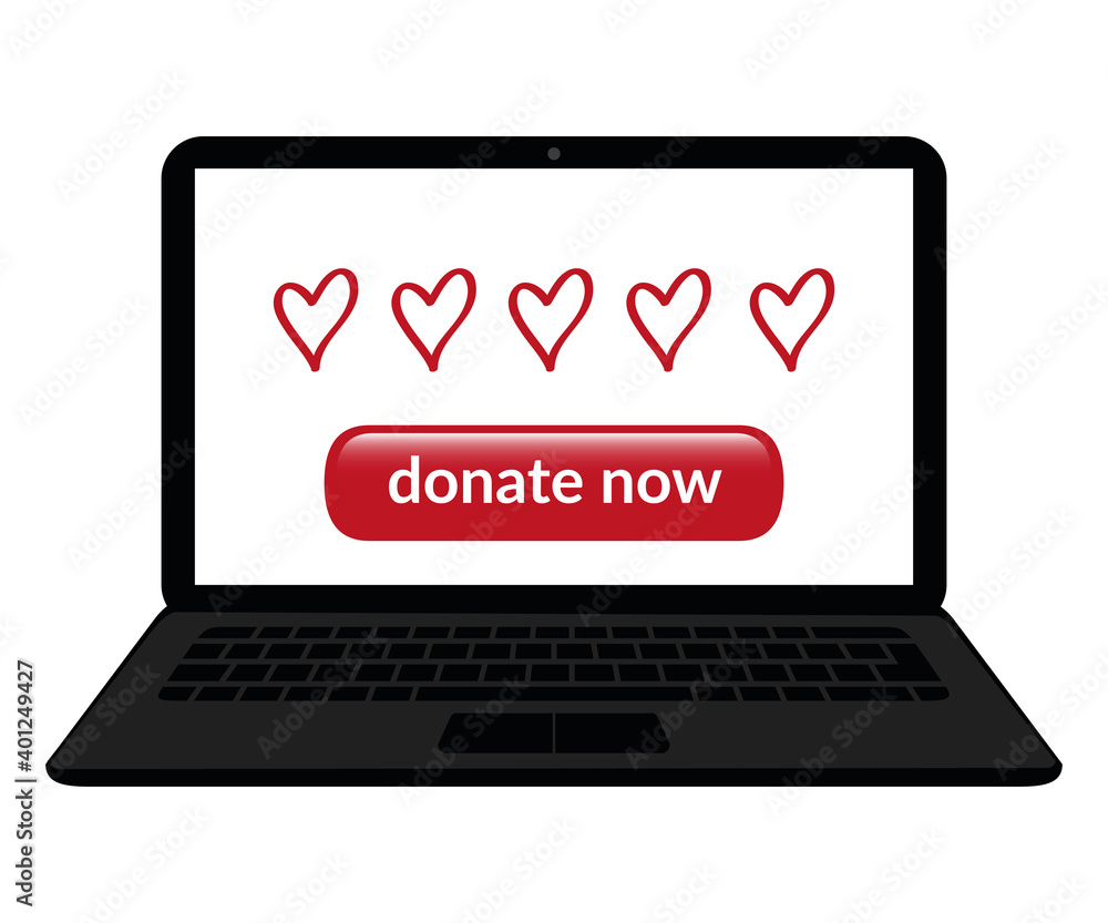 donation appeal on a laptop screen donate online on white background vector illustration EPS10 donation appeal on a laptop screen donate online on white background vector illustration EPS10