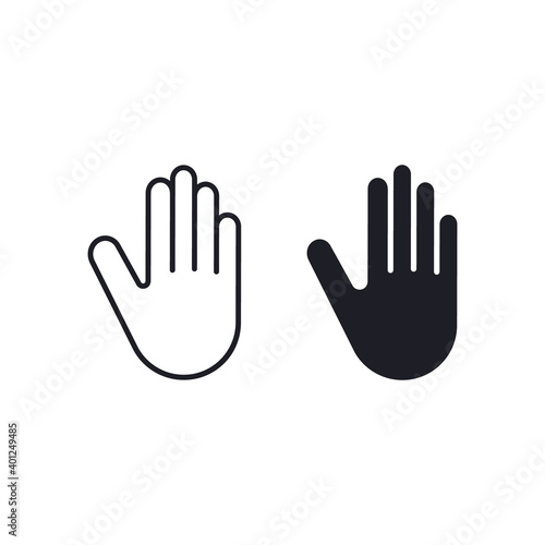 Palm Hand vector icon set, isolated on white background