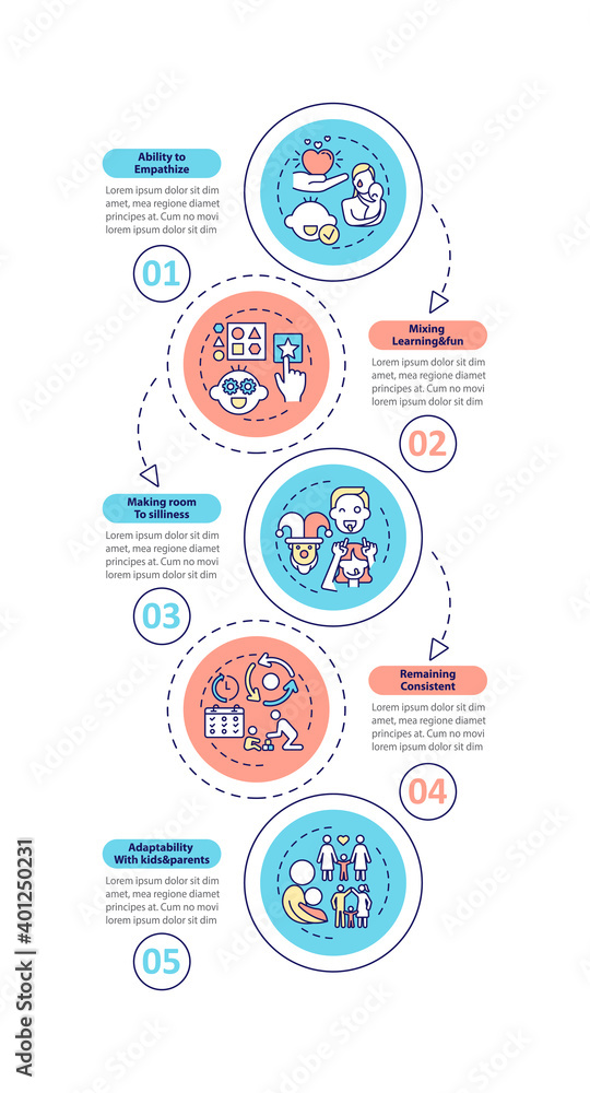Educational games for little kids vector infographic template. Childcare presentation design elements. Data visualization with 5 steps. Process timeline chart. Workflow layout with linear icons