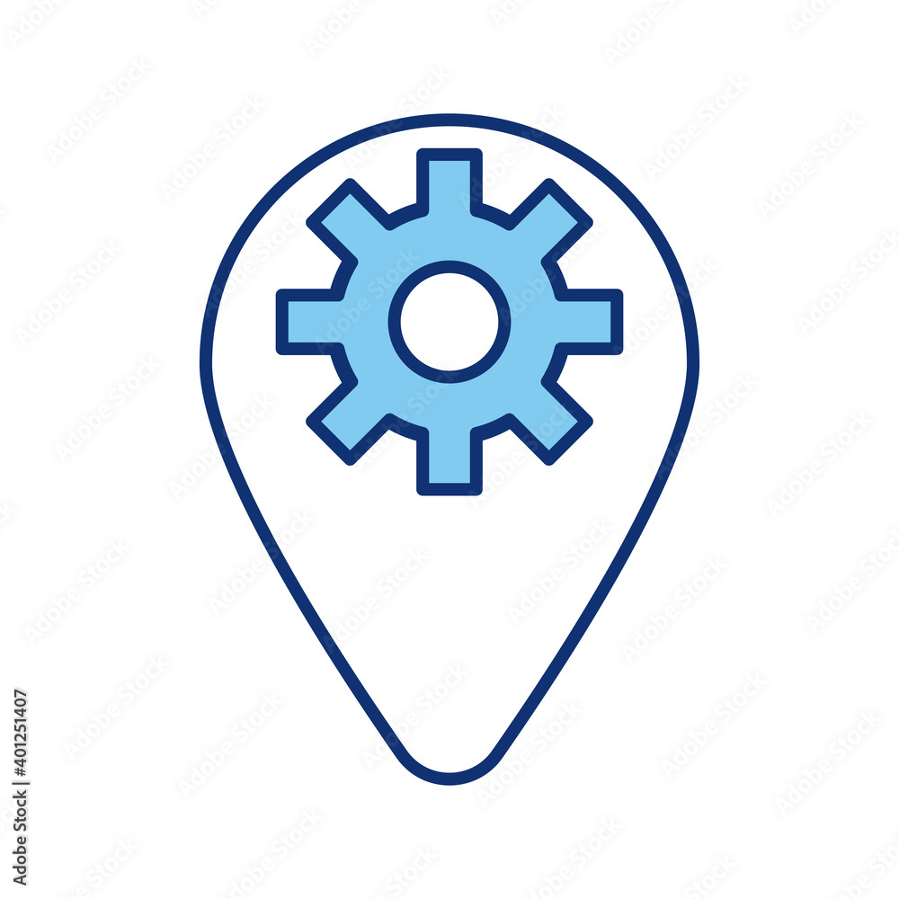 gear machine in pin location style icon gear machine in pin location style icon