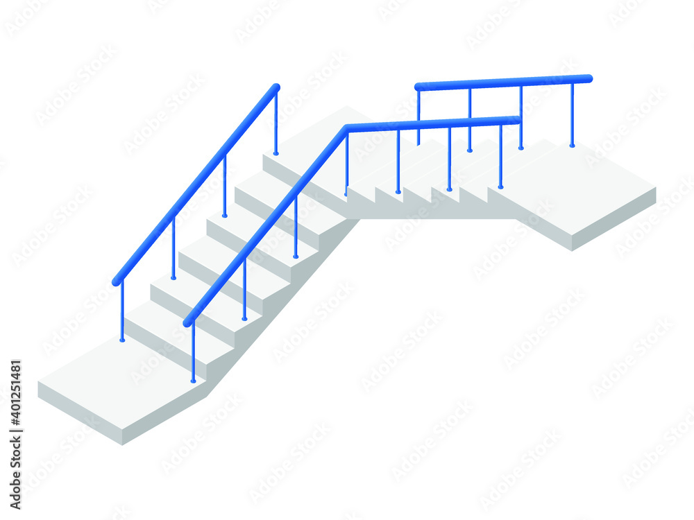 Stair Railing Cartoon Vector illustration concrete staircase isolated on a white background ...