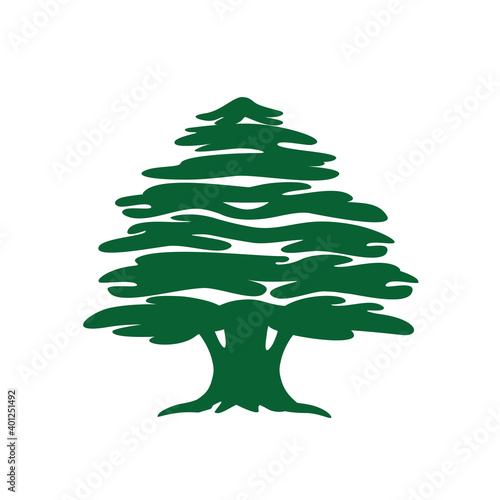 Abstract cedar tree. Lebanese cedar silhouette can be used in logo design, icon, symbol. Vector illustration.