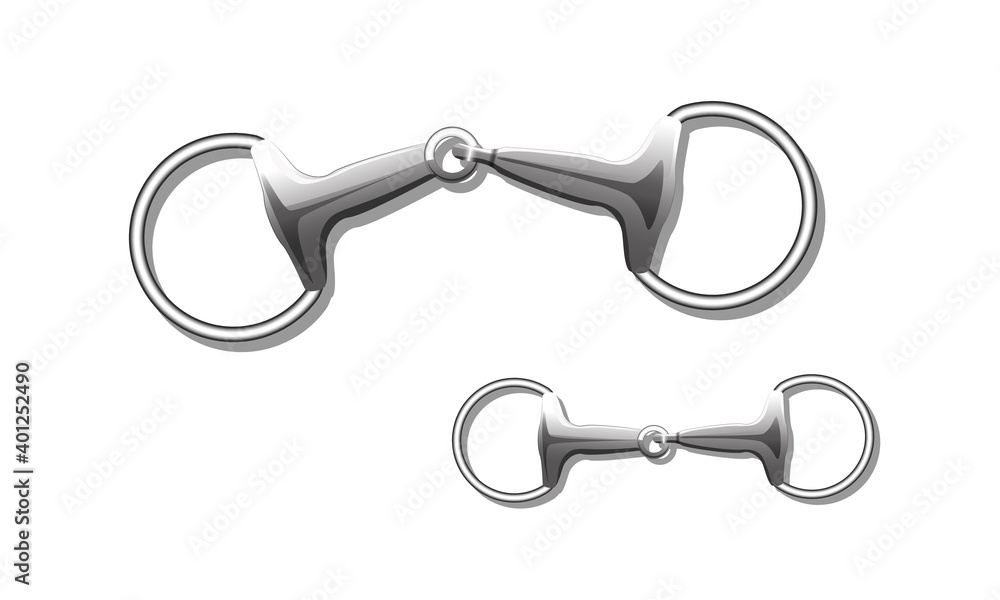 Eggbutt snaffle bit with a single joint in the cente isolated on white. Vector image Eggbutt snaffle bit with a single joint in the cente isolated on white. Vector image
